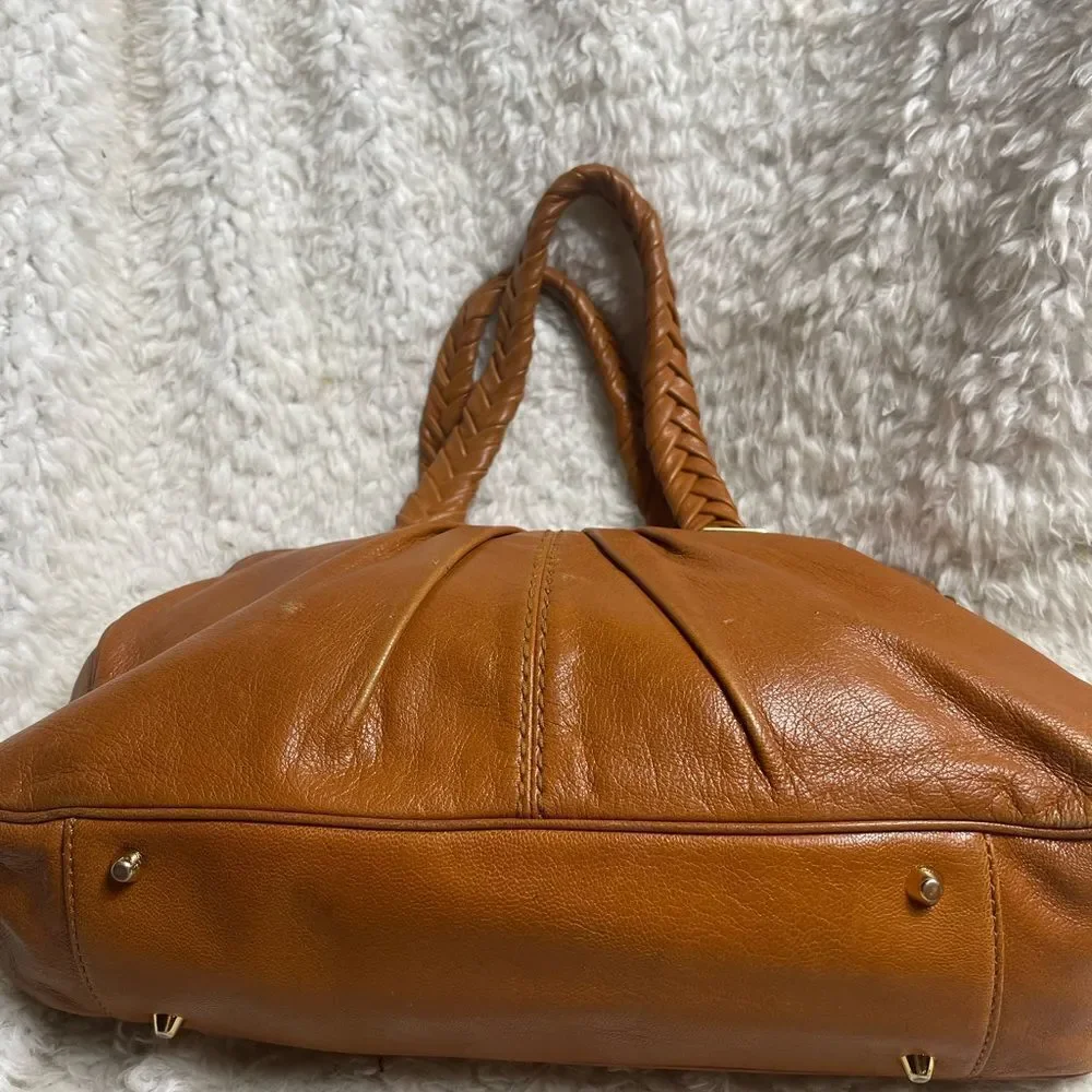Antonio Melani leather tan Medium braided straps Shoulder bag gold tone hardware